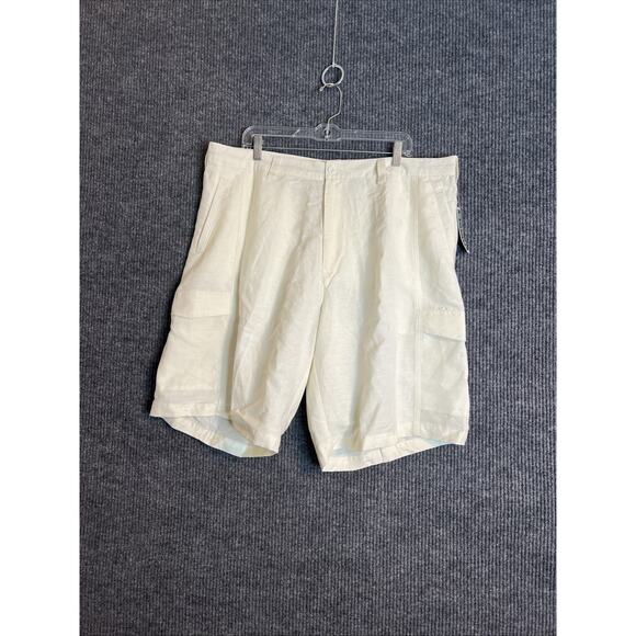 Cubavera Mens Cargo Shorts Size 40 White Linen Blend Resort Vacation Casual New - Picture 1 of 10